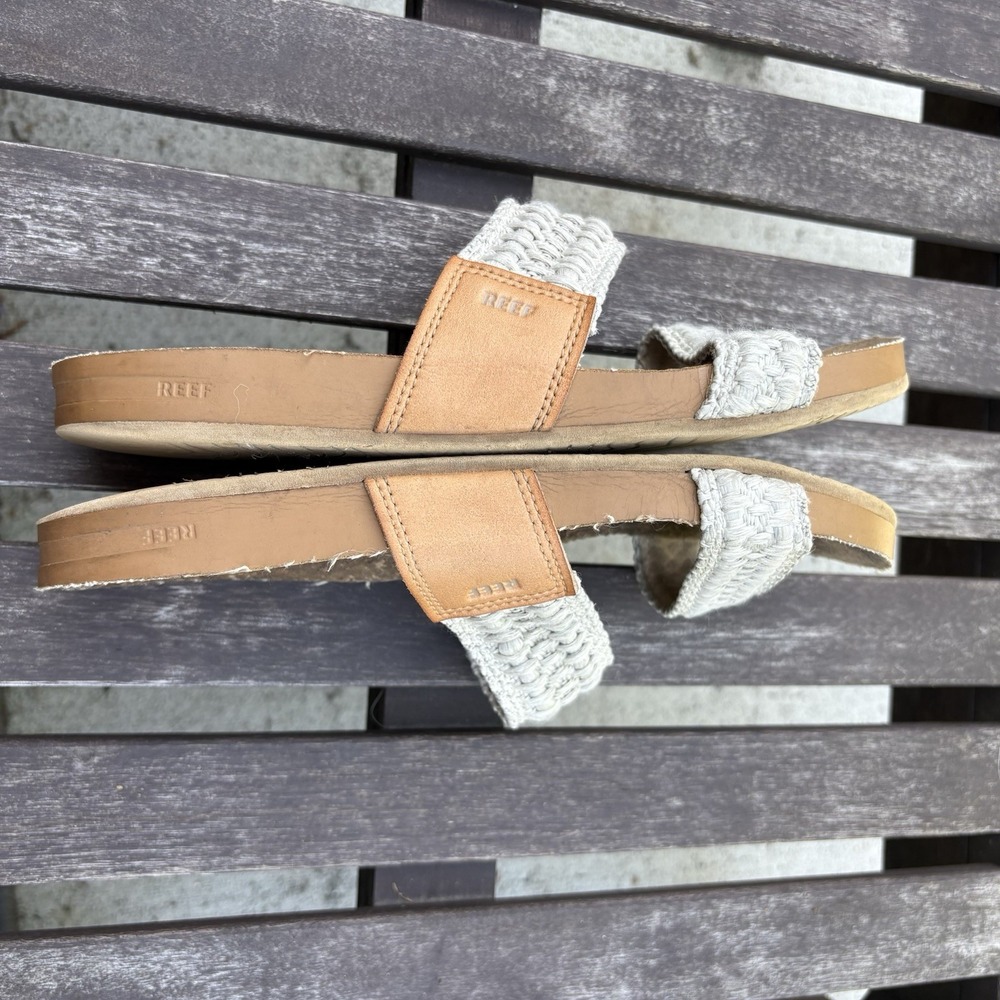 Reef Women 9 Tan Slide Sandal Boho Beach Cushion Vista FAIR Condition - Picture 11 of 16